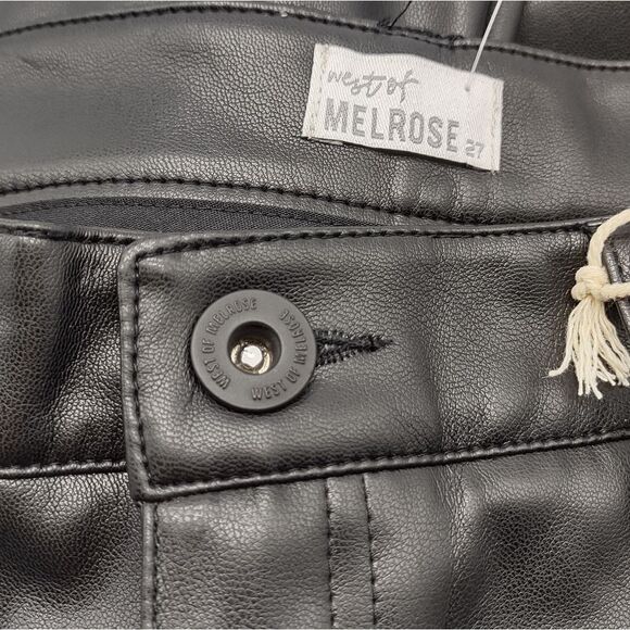 WEST OF MELROSE Faux Leather Low Rise Wide Leg Womens Pants - Picture 6 of 8